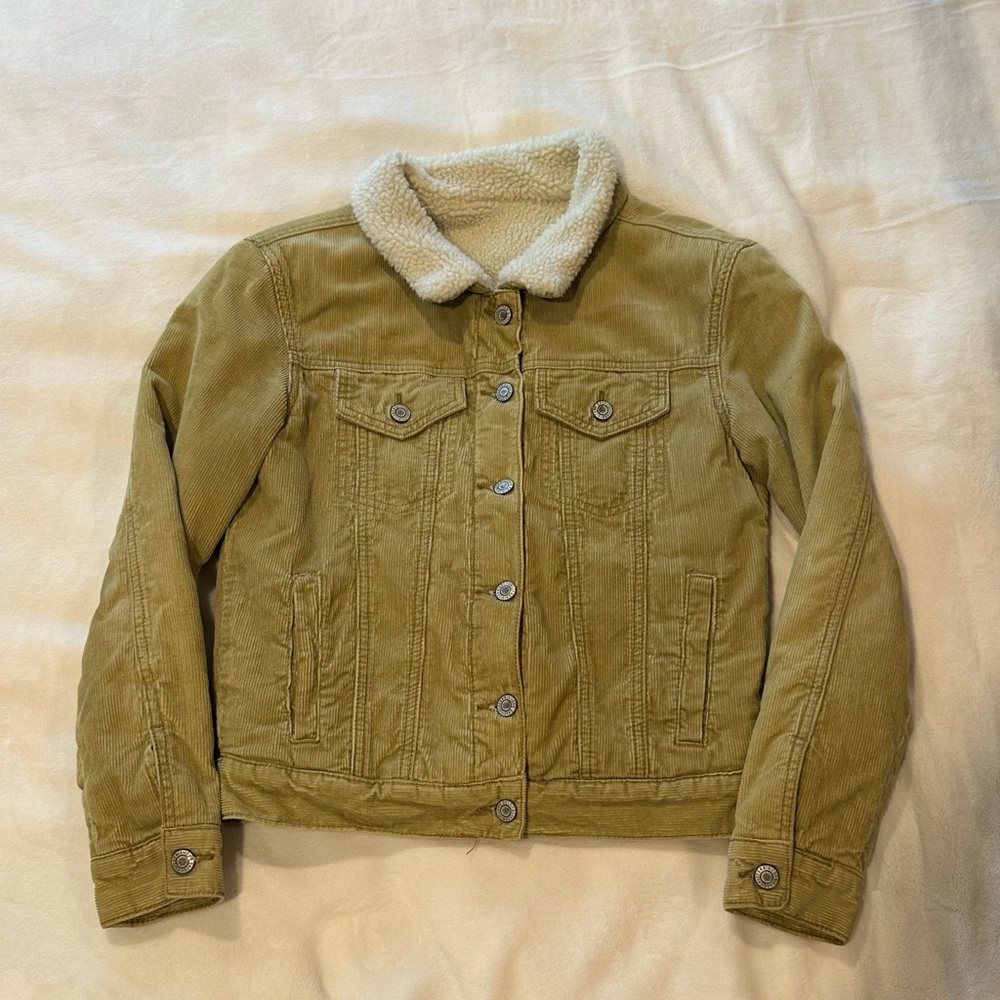 Brandy Melville Tan Corduroy Jacket with Cream Collar